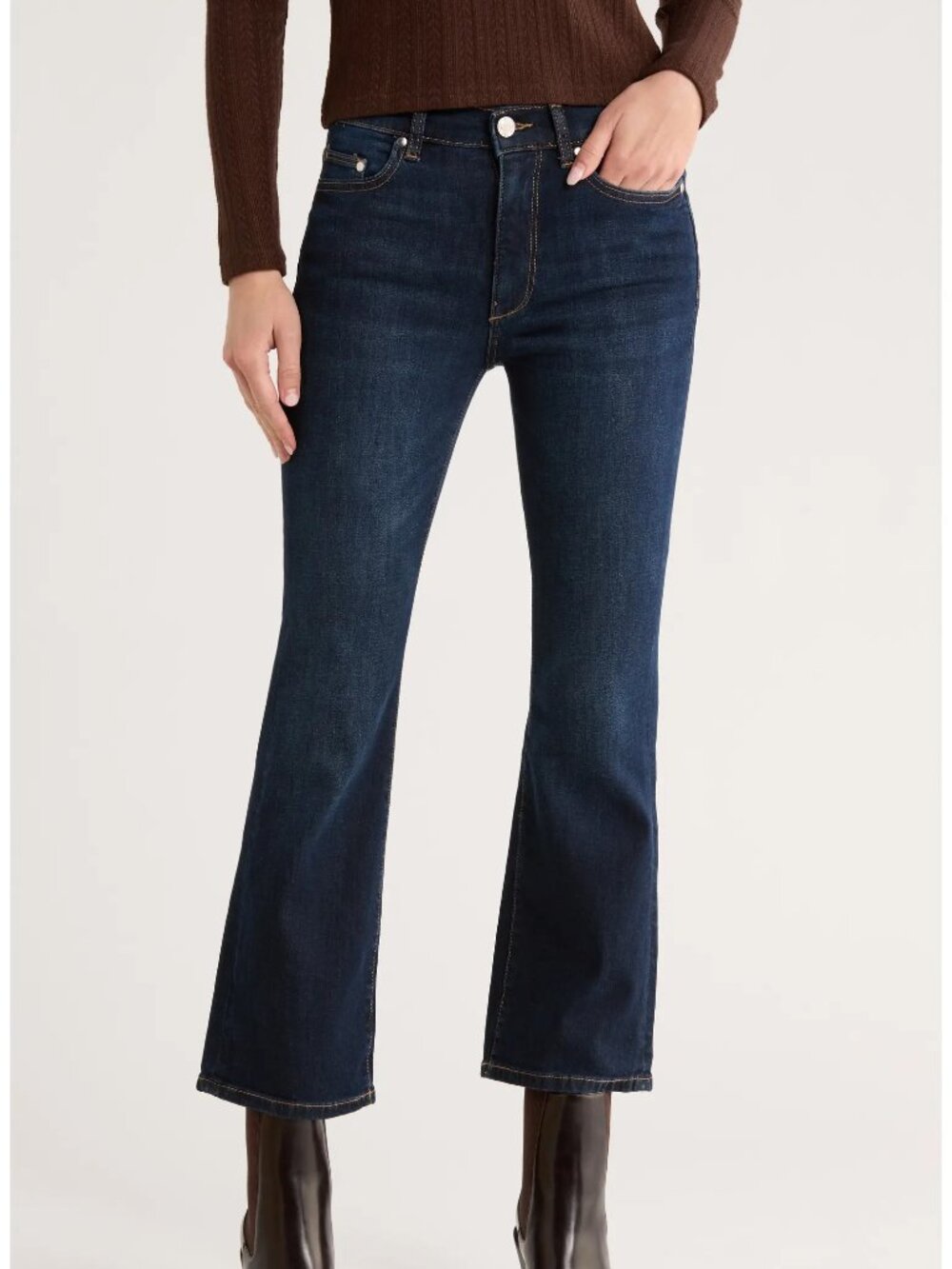 JASON WU Bardot Cropped Bootcut Jeans in Thunderbird